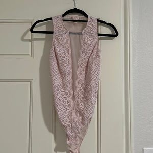 Pink Victoria’s Secret lace bodysuit